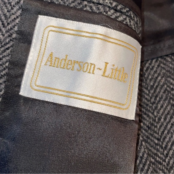 Anderson-Little Men’s Sport Jacket Blazer 100% Wool Grey Patches On Elbows - Picture 5 of 6